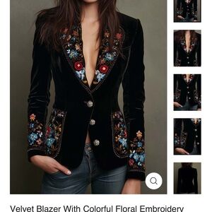 🆕 Floral Embroidered Velvet Blazer  🆕